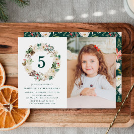 Winter Bloemen | Foto Verjaardagsfeest Uitnodiging