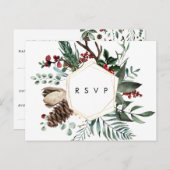 Winter Bloemen Geometrische bruiloft RSVP briefkaa Briefkaart (Voorkant / Achterkant)