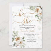 Winter Bloemen Geslacht onthullen Baby shower Kaart (Voorkant)