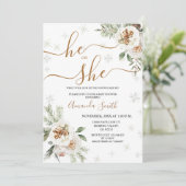 Winter Bloemen Geslacht onthullen Baby shower Kaart (Staand voorkant)