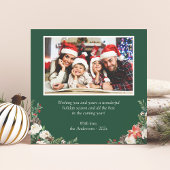 Winter Bloemen Goud Confetti 2 Photo Square Happy Feestdagenkaart