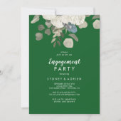 Winter Bloemen|Green Engagement Party Kaart (Voorkant)