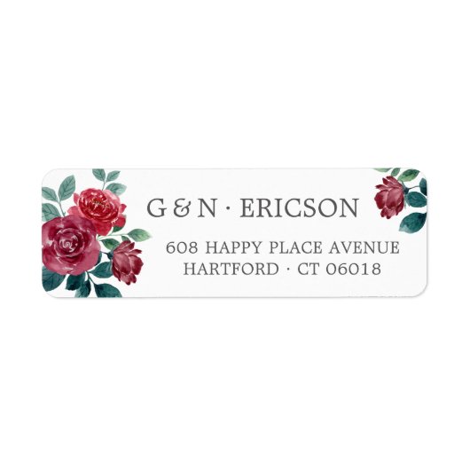 Winter Bloemen Grijs Monogram Retouradres Etiket (Voorkant)