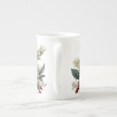 Winter Bloemen Groen Rood Wit Vergroot Porselein Kop (Achterkant)