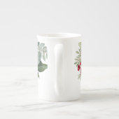 Winter Bloemen Groen Rood Wit Vergroot Porselein Kop (Achterkant)