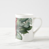 Winter Bloemen Groen Rood Wit Vergroot Porselein Kop (Rechts)