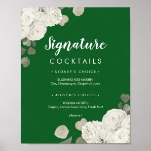 Winter Bloemen Groene Signature Cocktails Bord Poster