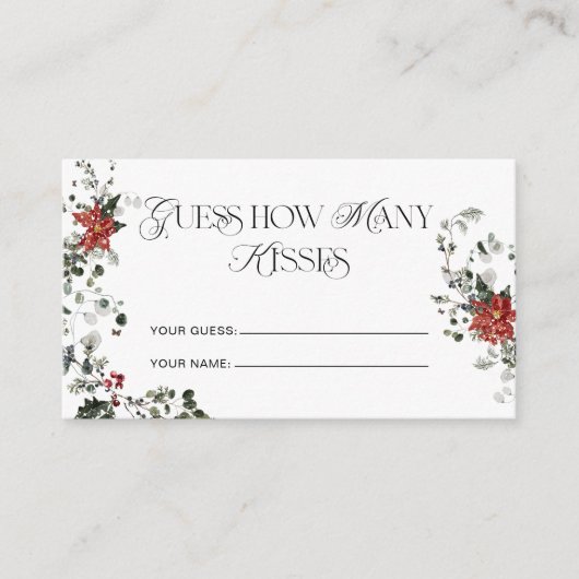Winter Bloemen Hoeveel Kussen Bruidsspel Informatiekaartje (Voorkant)