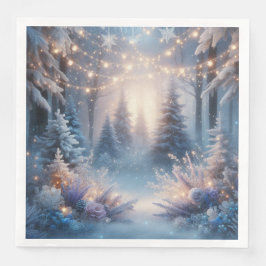 Winter Bloemen In Frosted Pines Diner Servetten