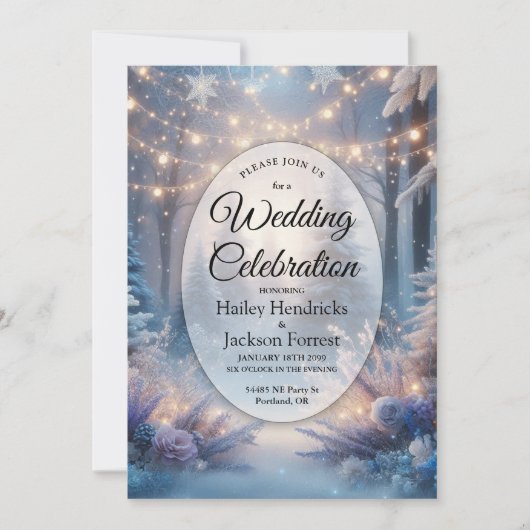 Winter Bloemen In Frosted Pines Trouwen Kaart (Voorkant)