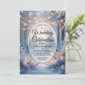 Winter Bloemen In Frosted Pines Trouwen Kaart (Staand voorkant)