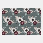 Winter Bloemen Inpakpapier Plat Set van 3 Vel (Voorkant 2)