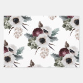 Winter Bloemen Inpakpapier Plat Vel Set van 3 (Voorkant)