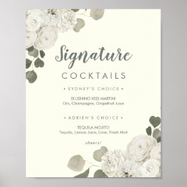 Winter Bloemen | Ivoren Signature Cocktails Bord Poster