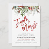 Winter Bloemen Jingle & Mingle Kerstfeest Kaart (Voorkant)