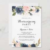 Winter Bloemen Kalligrafie Housewarming Party Kaart (Voorkant)