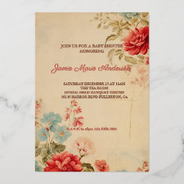  Winter Bloemen Kerst Baby shower Folie Uitnodiging