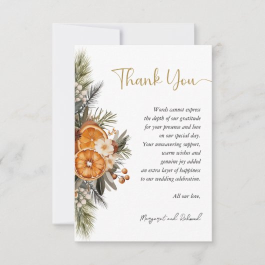 Winter Bloemen Kerst bruiloft Dank u kaart (Voorkant)