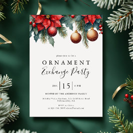 Winter Bloemen Kerst Ornament Exchange Party Kaart