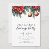 Winter Bloemen Kerst Ornament Exchange Party Kaart (Voorkant)