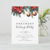 Winter Bloemen Kerst Ornament Exchange Party Kaart (Staand voorkant)