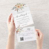 Winter Bloemen Kerst QR RSVP Woodland Wedding All In One Uitnodiging (Afscheurbaar)