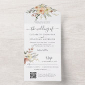 Winter Bloemen Kerst QR RSVP Woodland Wedding All In One Uitnodiging (Binnen)