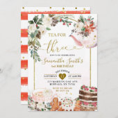 Winter Bloemen Kerstthee Derde Verjaardag Kaart (Voorkant / Achterkant)