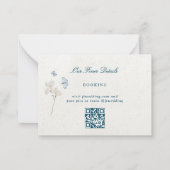 Winter Bloemen Klassieke bruiloft QR CODE RSVP Notitiekaartje (Achterkant)