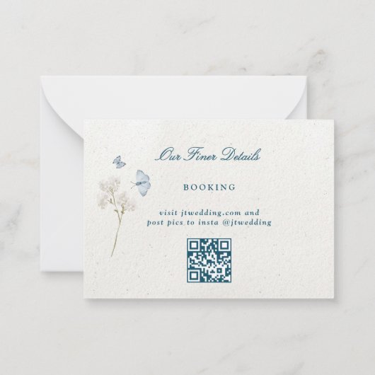 Winter Bloemen Klassieke bruiloft QR CODE RSVP Notitiekaartje (Achterkant)