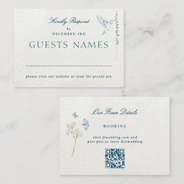 Winter Bloemen Klassieke bruiloft QR CODE RSVP Notitiekaartje