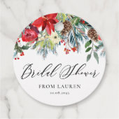 Winter Bloemen Krans Bruiloft Feest Bedankjes Labels (Achterkant)