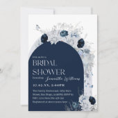 Winter Bloemen Marine Blauw Wildbloem Boho Bridal Kaart (Voorkant)