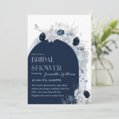 Winter Bloemen Marine Blauw Wildbloem Boho Bridal Kaart (Staand voorkant)