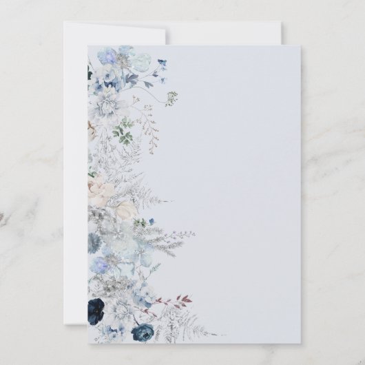 Winter Bloemen Marine Blauw Wildbloem Boho Bridal Kaart (Achterkant)