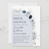 Winter Bloemen Marine Blauw Wildbloem Boho Bridal Kaart (Voorkant)