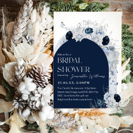 Winter Bloemen Marine Blauw Wildbloem Boho Bridal Kaart