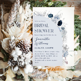 Winter Bloemen Marine Blauw Wildbloem Boho Bridal Kaart