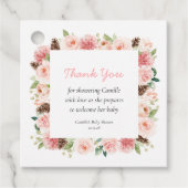 Winter Bloemen Meisje Baby shower Dank u Bedankjes Labels (Voorkant)