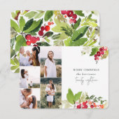 Winter Bloemen Multi Foto Kerstkaart Kaart (Voorkant / Achterkant)