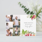 Winter Bloemen Multi Foto Kerstkaart Kaart (Staand voorkant)