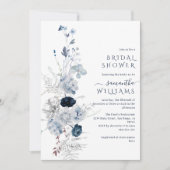 Winter Bloemen Navy Blue Wildflower Bridal Kaart (Voorkant)
