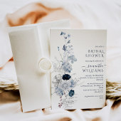 Winter Bloemen Navy Blue Wildflower Bridal Kaart