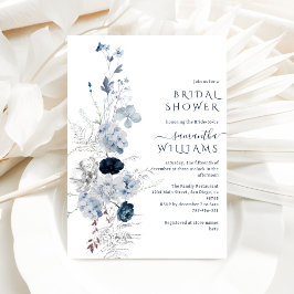 Winter Bloemen Navy Blue Wildflower Bridal Kaart