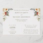 Winter Bloemen Niets Fancy Alleen Liefde Trouwen Folie Uitnodiging (Achterkant)