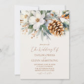 Winter Bloemen Pine Tree Cone Wedding Kaart (Voorkant)