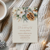 Winter Bloemen Pine Tree Cone Wedding Kaart