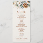 Winter Bloemen Pine Tree Cone Wedding Menu (Voorkant)