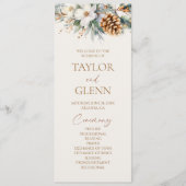 Winter Bloemen Pine Tree Cone Wedding Programmakaart (Voorkant)