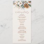 Winter Bloemen Pine Tree Cone Wedding Programmakaart (Achterkant)